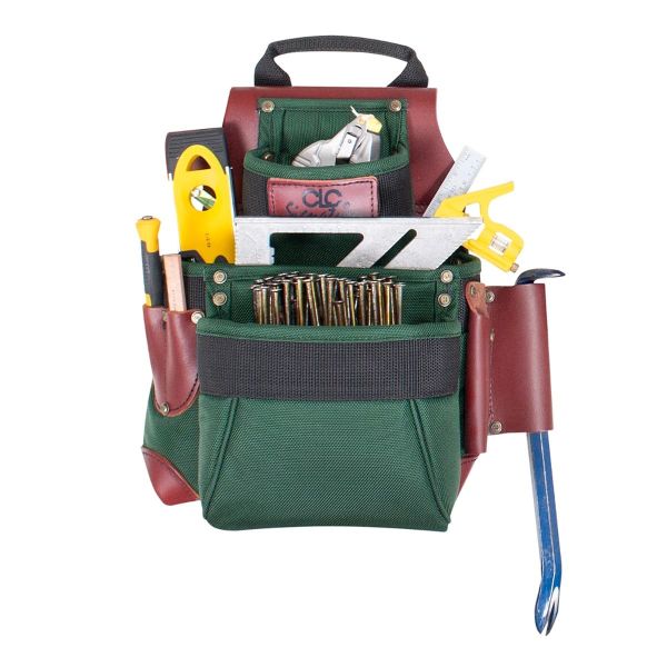 Construction Worker's Heavy-Duty Leather Nail & Tool Bag 