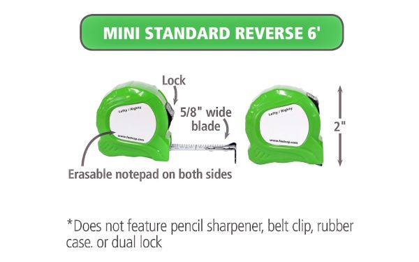 FastCap Tools PSSR-6-MINI Standard 6-ft Reverse Mini Tape Measure