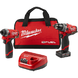 Milwaukee 2598-22 M12 FUEL™ 2-Tool Combo Kit: 1/2" Hammer Drill and 1/4" Hex Impact Driver