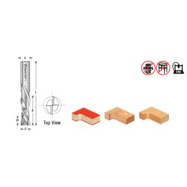 Amana Tool 46172 CNC Solid Carbide Compression Spiral 3/8 D x 1-1/4 CH x 3/8 SHK x 3 Inch Long Router Bit