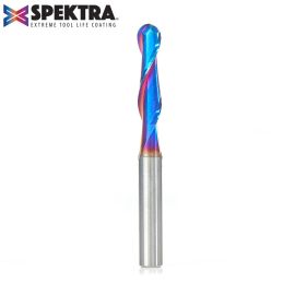 Amana 46376-K Solid Carbide Spektra™ Extreme Tool Life Coated Up-Cut Ball Nose Spiral 1/4 Dia x 1 Inch x 1/4 Shank Router Bit