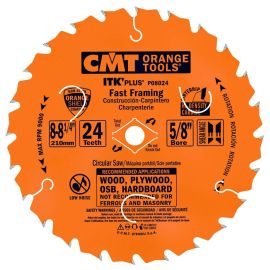 CMT P08024 ITK Plus Fast Framing Saw Blade, 8-8-1/4 x 24 Teeth, 10° ATB+Shear with 5/8-Inch Bore