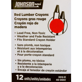 Johnson Level 3512-R, Red Lumber Crayon - 12/box | Dynamite Tool