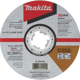 Makita E-00446 X‑LOCK 4‑1/2" x .045" x 7/8" Type 1 General Purpose 60 Grit Thin Cut‑Off Wheel for Metal and Stainless Steel Cutting