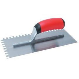 Marshalltown NT673, 11 X 4 1/2 Notched Trowel-Soft Grip Handle; 3/32 X 3/32 X 3/32 SQ