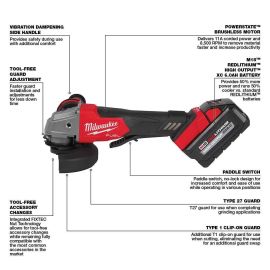 Milwaukee 2880-22 M18 4.5" - 5" Cordless No-Lock Grinder Paddle Switch Kit