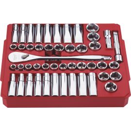 Milwaukee 48-22-9010 1/2" Drive 47pc Ratchet and Socket Set – SAE & Metric