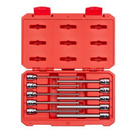 Tekton SHB91302 3/8 Inch Drive Long Hex Bit Socket Set, 10-Piece (3-10 mm)