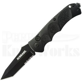 Schrade SC60BTS Push Button Lock Folding Knife Partially Serrated Tanto Blade