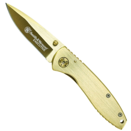 Smith & Wesson CK110GL S&W Exec Gold Titanium Knife Powder Coated Drop Point Blade/Gold Alum Handle