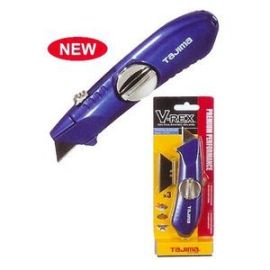 Tajima VR-102B VR-Series Retractable-Blade Utility Knife with 3 V-REX Blades (Blue)