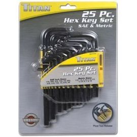 Titan 12712 25pc SAE and Metric Hex Key Set with Storage Rack