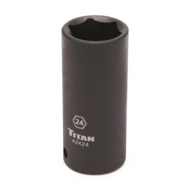 Titan 42424 1/2 in. Drive, 6-Point, Deep Well, 24mm Impact Socket