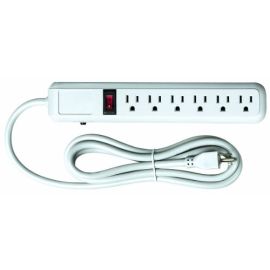 Voltec 11-00223 White 14/3 SJT 6-Outlet Power Strip 6-Ft