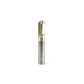 Amana Tool 45614 Zero-Point Solid Carbide V Groove 90 Deg x 3/8 D x 3/4 CH x 3/8 Inch SHK ZrN Coated Router Bit