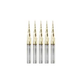 Amana Tool 46280-5, 5-Pack CNC 2D and 3D Carving 6.2 Deg Tapered Angle Ball Nose x 1/32 D x 1/64 R x 1 CH x 1/4 SHK x 3 Inch Long x 3 Flute SC ZrN Coated Upcut Router Bits