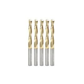 Amana Tool 46294-5, 5-Pack CNC 2D and 3D Carving 0.10 Deg Straight Angle Ball Nose x 1/4 D x 1/8 R x 1-1/2 CH x 1/4 SHK x 3 Inch Long x 2 Flute SC ZrN Coated Upcut Router Bit
