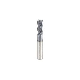 Amana Tool 51595 Solid Carbide Spiral CNC Variable Helix for Stainless Steel, Steel, Titanium, Cast Iron and Cermet with AlTiN Coating 4-Flute x 3/8 Dia x 7/8 Cut Height x 3/8 Shank x 2-1/2 Inches Long Up-Cut CNC Square Bottom End Mill