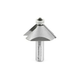 Amana Tool 57220 Carbide Tipped Chamfer with Ultra-Glide BB Guide Solid Surface 2 D x 3/4 CH x 45 Deg x 1/2 Inch SHK Router Bit