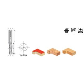 Amana Tool 46218 CNC Solid Carbide Spiral Plunge 1/2 D x 2 CH x 1/2 SHK x 4 Inch Long Down-Cut, 3-Flute Router Bit