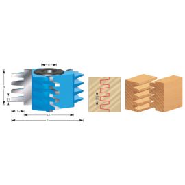 Amana Tool 999 Carbide Tipped 3-Wing Finger Joint 2-7/8 D x 1-1/2 CH x 1/2 & 3/4 Bore Shaper Cutter