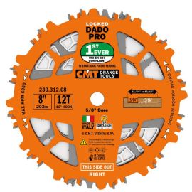 CMT 230.312.08 DADO Set Saw Blade HW D=8” B=5/8” Z12 FTG+ATB Orange PTFE