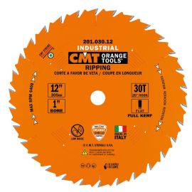 CMT 201.030.12 12" x 30 Tooth FTG, .126 Kerf, 1" Bore Table Saw Ripping Blade