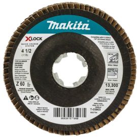 Makita T-03903 X‑LOCK 4‑1/2" 60 Grit Type 29 Angled Grinding and Polishing Flap Disc for X‑LOCK and All 7/8" Arbor Grinders