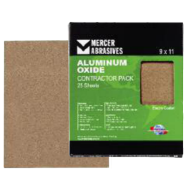 Mercer 230220 Aluminum Oxide Sandpaper Sheets - Contractor Pack - 9 x 11, Grit: 220A