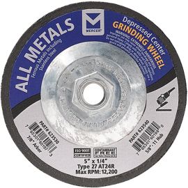 Mercer Industries 623540 Type 27 Depressed Center Grinding Wheel, For All Metals, 5" x 1/4" x 5/8"-11, 20-Pack