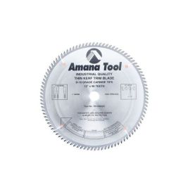 Amana Tool TB12960 Carbide Tipped Thin Kerf Trim 12 Inch D x 96T ATB, 10 Deg, 1 Inch Bore, Circular Saw Blade